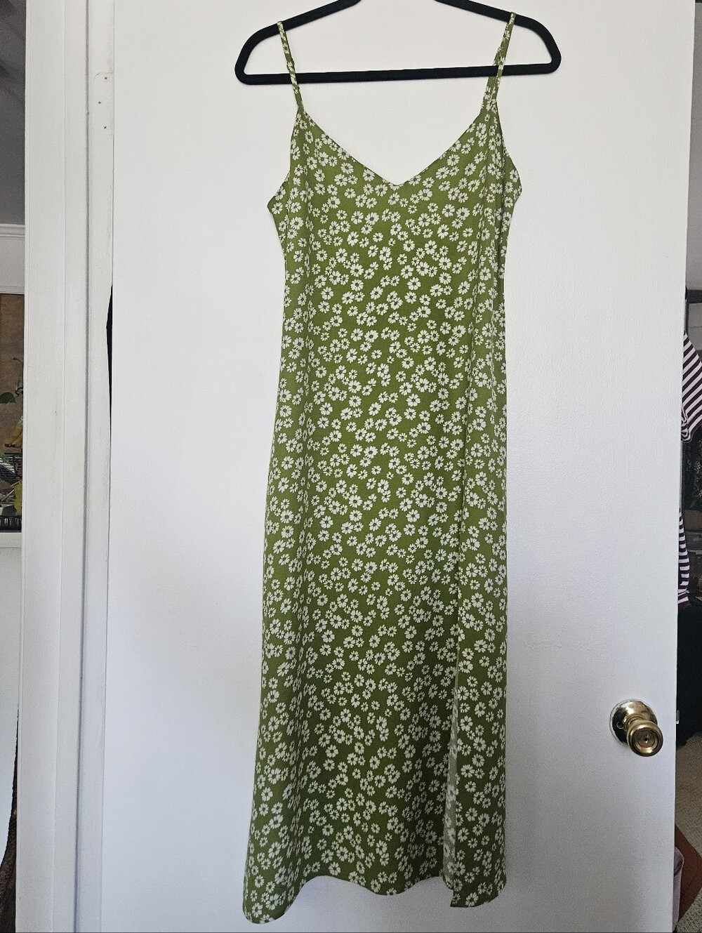 Size 8 Reformation Crimini Fennel Green Floral Midi Slip Dress - Picture 4 of 11